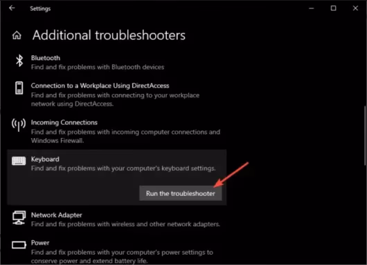 Run Windows Keyboard Troubleshooter