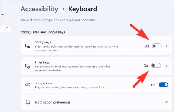 Turn Off The Sticky And Filter Keys On Your Computer