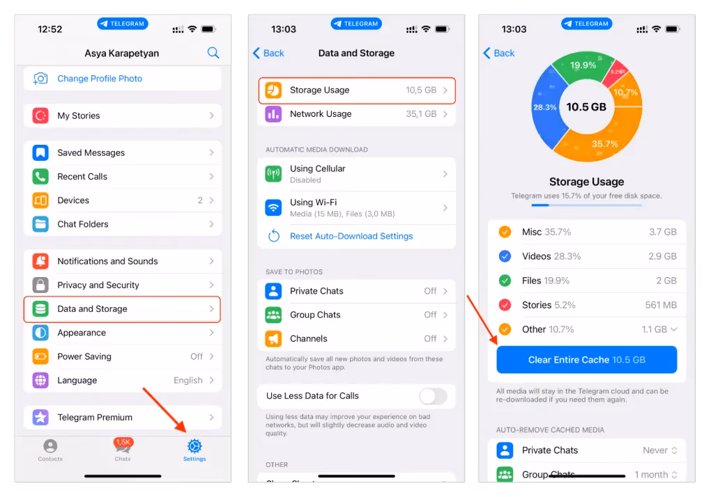Clear Telegram App Cache