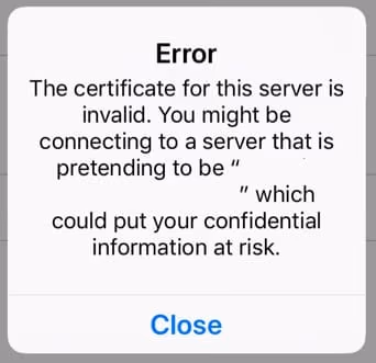 The certificate for this server is invalid
