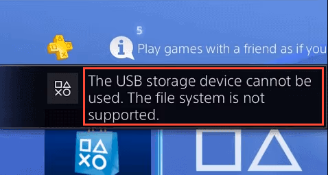 the USB storage device is not connected PS4