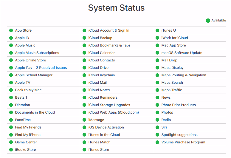 Check System Status to solve there was an error connecting to the apple id server