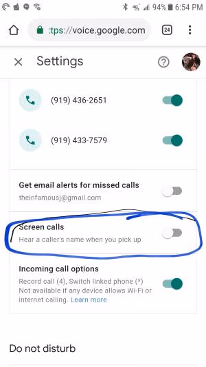 Disable Screen Calls and Messages