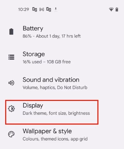 Settings -> Accessibility -> Display