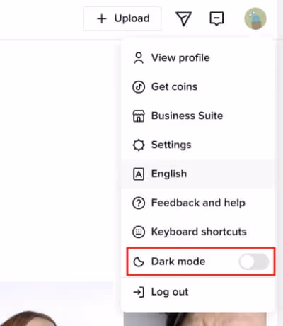 Turning on the Dark Mode of TikTok on Windows