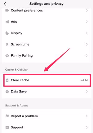 Clear TikTok Cache