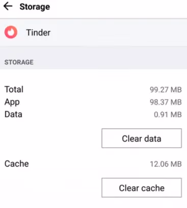 Tinder Clear Cache on Anroid