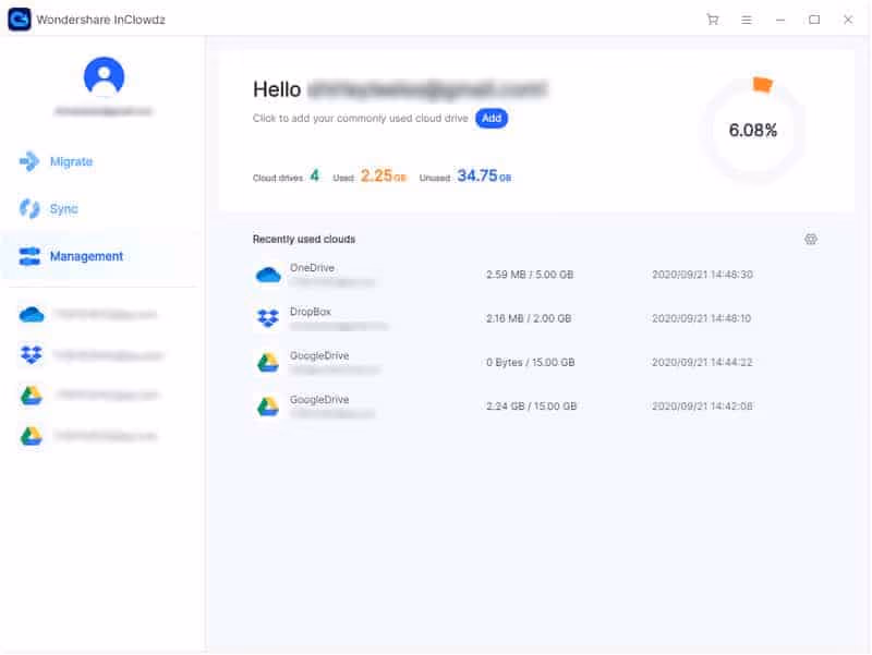 Wondershare InClowdz Management