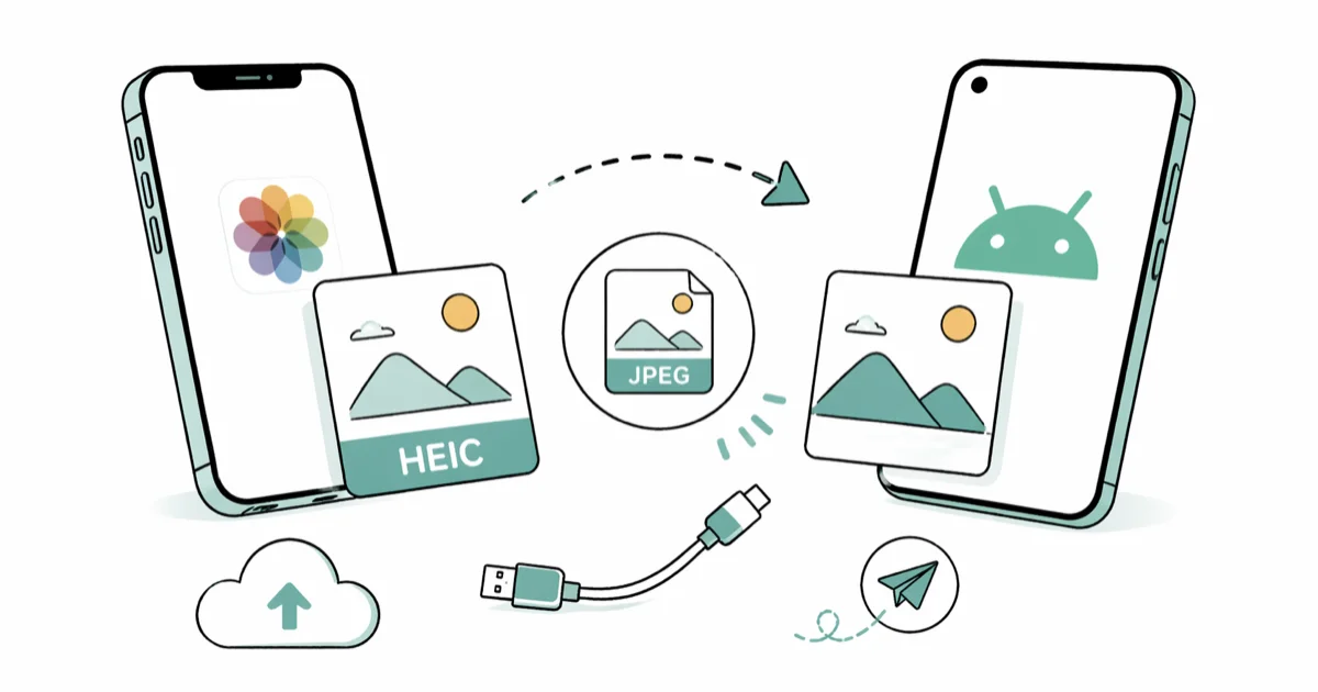 Transfer HEIC Photos from iPhone to Android: 4 Methods cover image