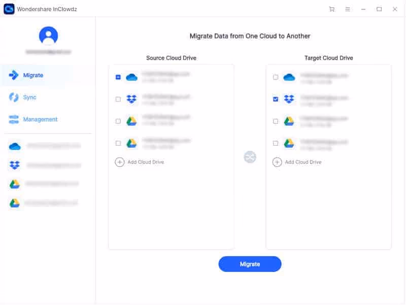 Transfer iCloud to Google Drive Using Wondershare InClowdz