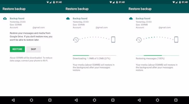 Restore Whatsapp using Google Drive