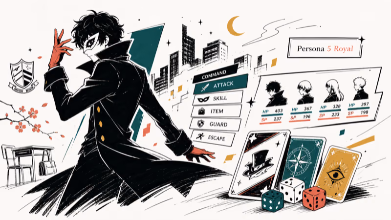 Hand-drawn illustration: Persona 5 Royal