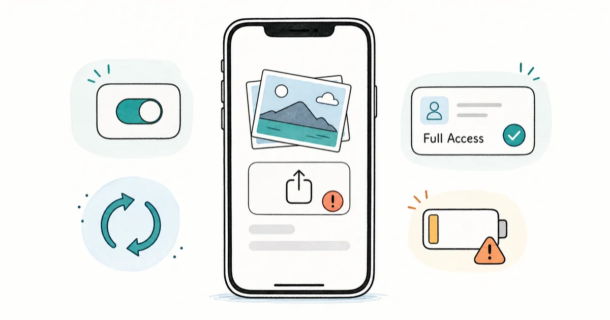 Unable to Share Photos on iPhone: 7 Working Fixes (2026) cover image