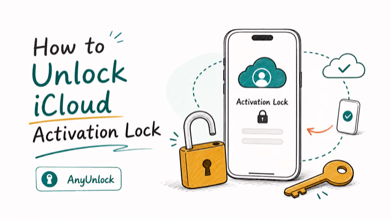 Hand-drawn illustration: AnyUnlock