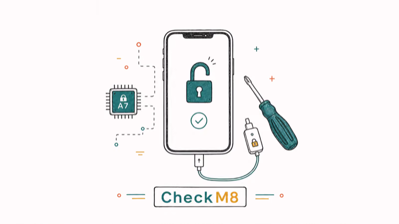 Hand-drawn illustration: CheckM8