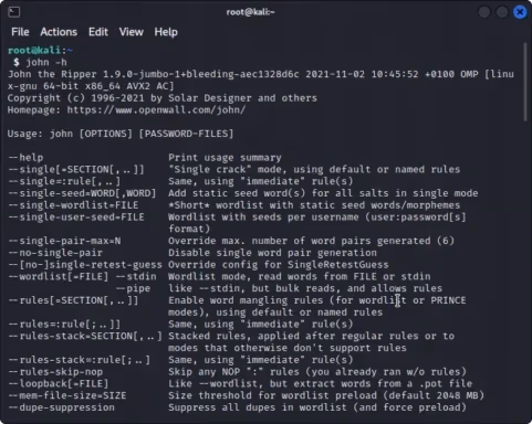 John The Ripper (command Line Version)