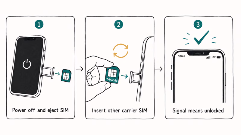Three-step SIM swap test that confirms whether a Verizon phone is unlocked for another network
