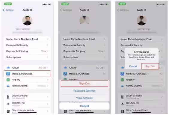 Sign Out And Sign In To Apple Id