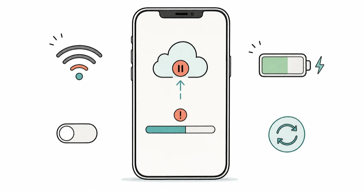Uploading to iCloud Paused? Fix the Error on iPhone cover image