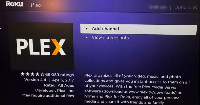 Add Plex Channel to Roku
