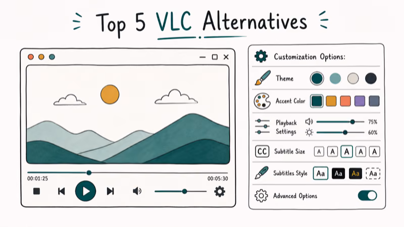 Hand-drawn illustration: Customization Options: