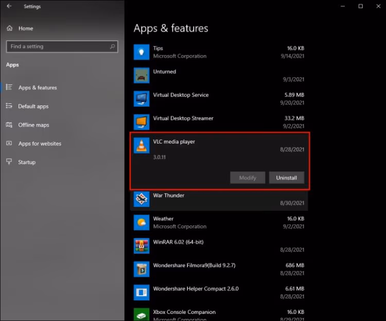 Uninstall VLC Media Player