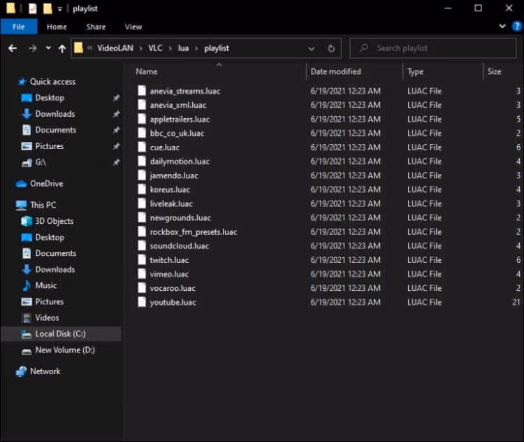 open the Playlist within the Lua folder
