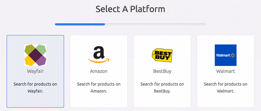 Wayfair price tracker - Select a platform