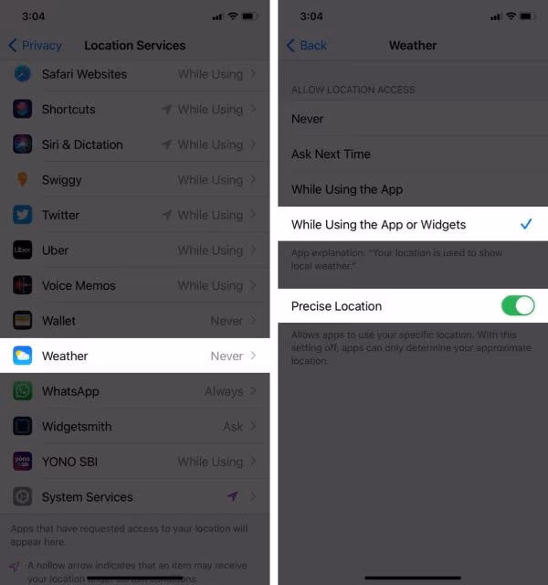 Provide the App with Location Access