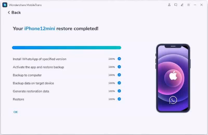 Transfer WhatsApp data using MobileTrans