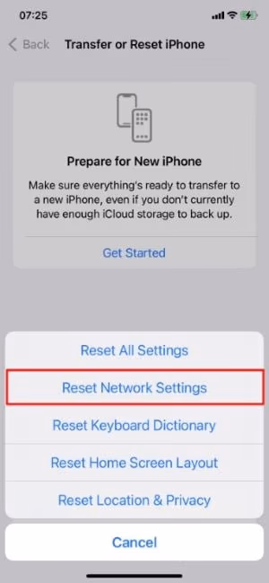 Reset Network Settings