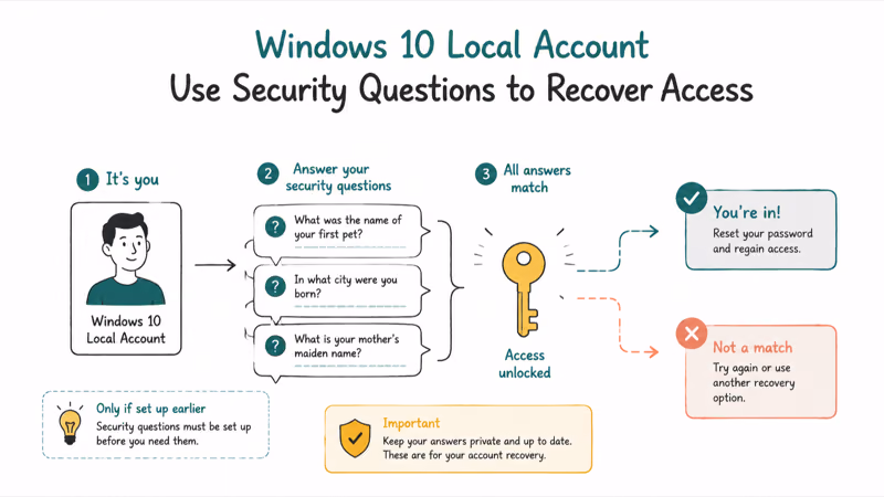 Local account security questions path that works only when answers were set earlier