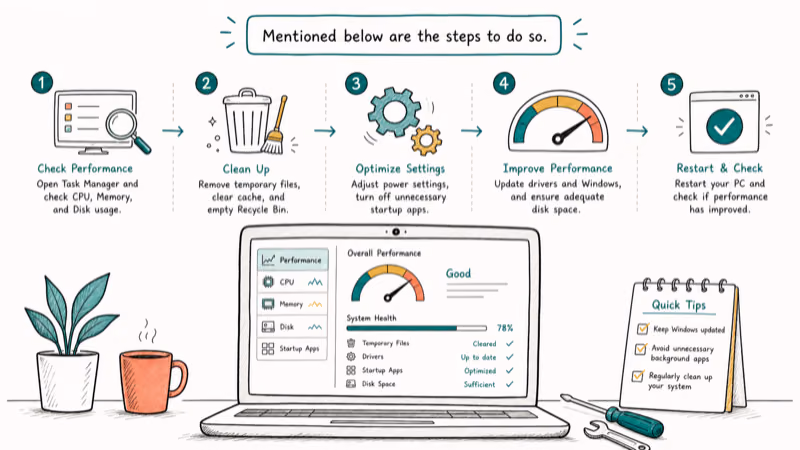Hand-drawn illustration of Mentioned below are the steps to do so.