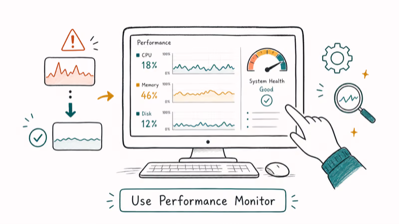 Hand-drawn illustration of Use Performance Monitor