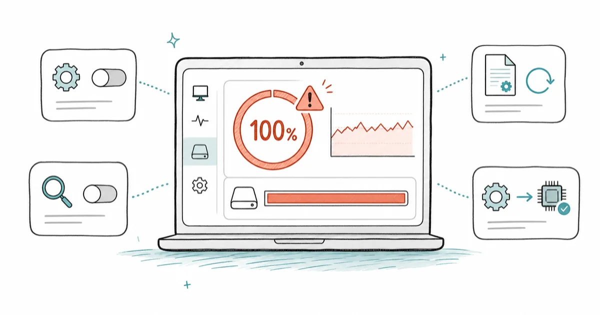 How to Fix 100% Disk Usage in Windows 11 and 10 PCs cover image