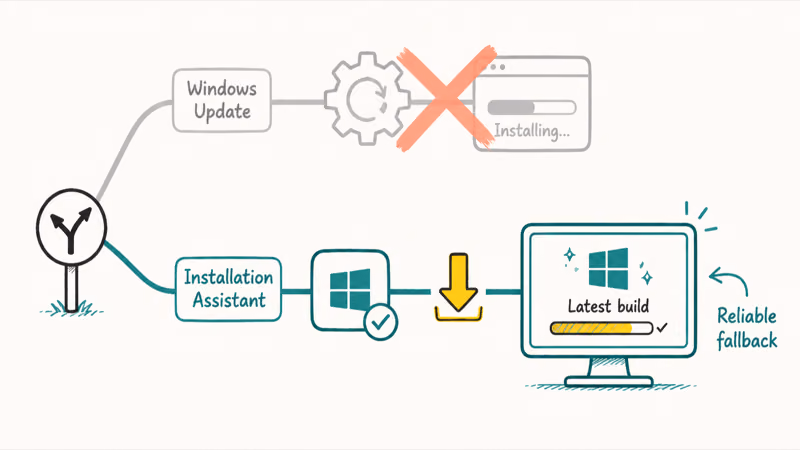 Windows 11 Installation Assistant installing the latest build as a manual update fallback