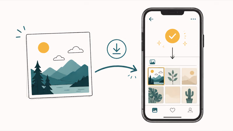 Smartphone downloading the WWDC wallpapers with a download arrow saving an image to the device