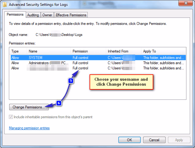 Go To the "Permission" Tab