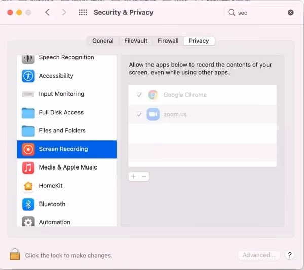 Security and Privacy in System Preferences