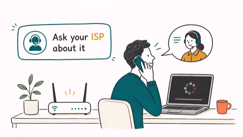 Hand-drawn illustration: Ask your ISP about it
