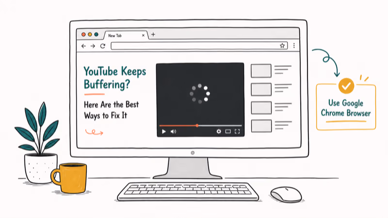 Hand-drawn illustration: Use Google Chrome Browser